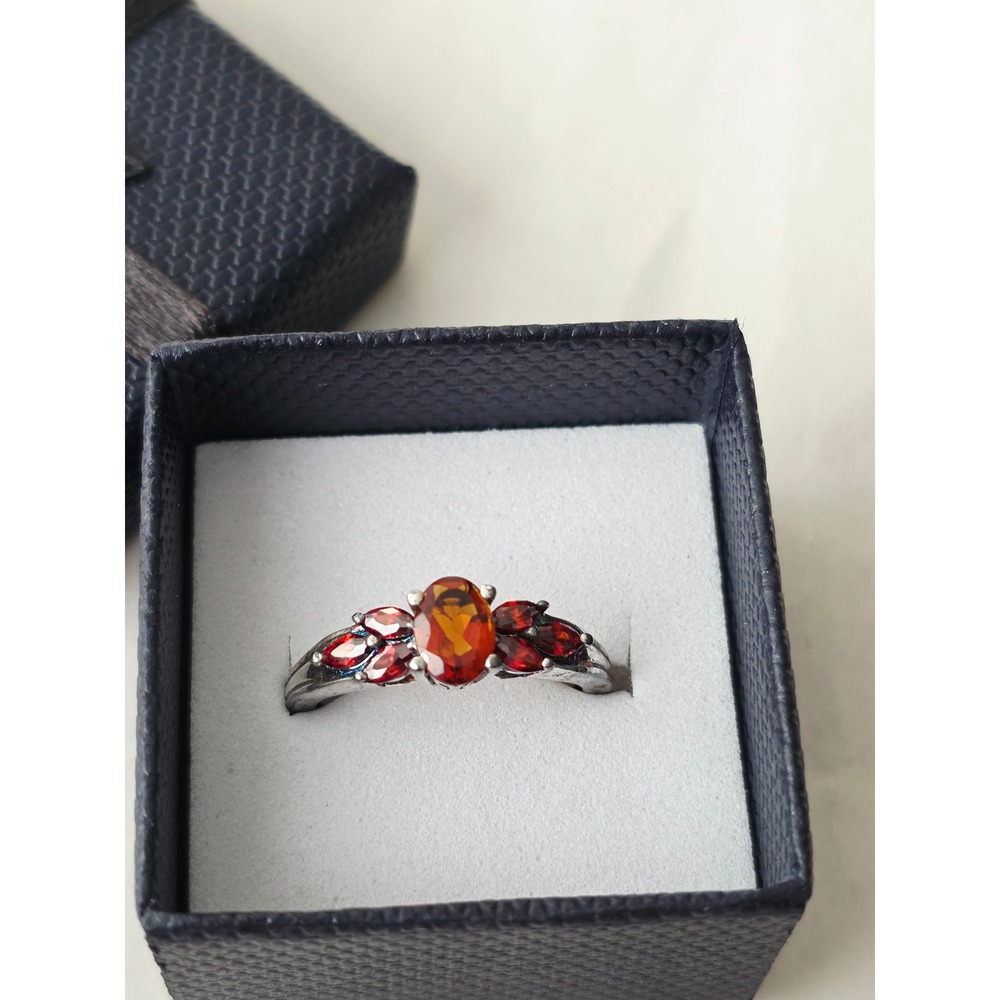 Burnt Orange Garnet Ring 925 Sterling Silver January Birthstone Size 7.25 new
